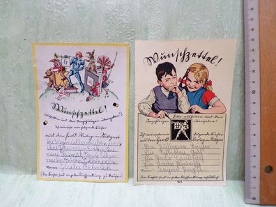 2 sehr alte Wunschzettel Sütterlin Herold Verlag Buch Bitte ausfüllen