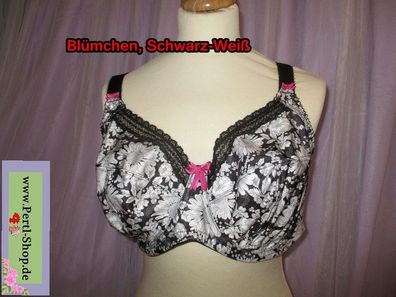 Bügel BH, Neu, Elomi, Blümchen, Schwarz-Weiß, EL8370BLK 90 f