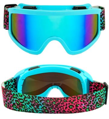 Skibrille Leopardenmuster türkis