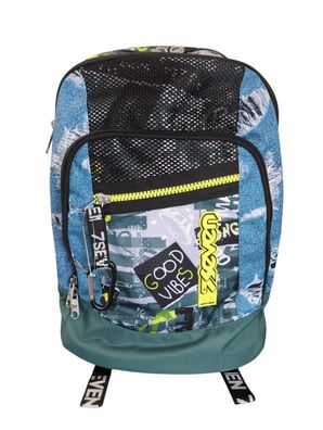 SEVEN Advanced Rucksack Urban Rock Blau Jeansstoff Doppeltes Fach