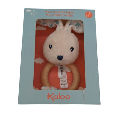 Kaloo KDoux Baby-Beißring aus FSC-Holz mit Plüschhase und Quietschton
