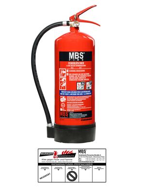 MBS-FIRE (OGNIO) 6L Fettbrand Wassernebel Feuerlöscher AF 4 LE f. Fettbrände