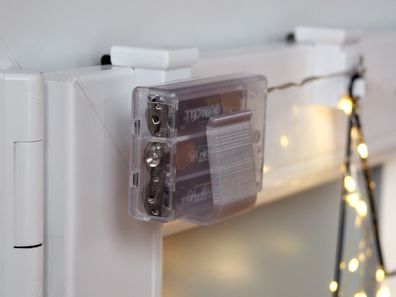 2x Fensterhaken mit Batteriehalter, Batteriefachhalter, Klemmbereich 10-27 mm