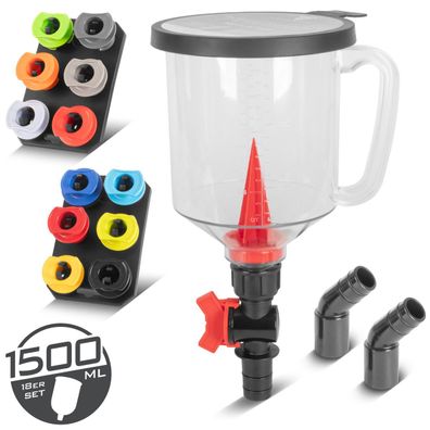 Stahlwerk 18-teiliges Kfz-Öltrichter-Set mit 12 Kfz-Adaptern Trichtervolumen 1,5 L