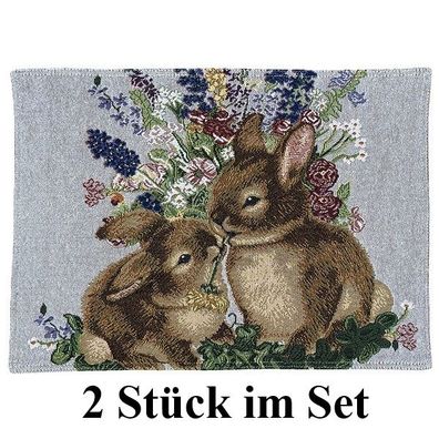 Platzdeckchen Set Ostern Gobelin Platzset 2 teilig Tischset Osterhasen Deckchen