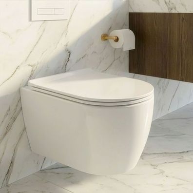 WC Virvel - Tornado-Spülsystem Wandhängende Toilette aus Keramik in Weiß