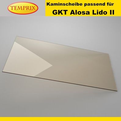Kaminglas passend für GKT Alosa Lido II ohne/mit Dichtungsset Ofenscheibe plan Ofen