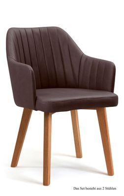 Armlehnstuhl (2er-Set) Dasi 58x81x60 Eiche geölt/Braun