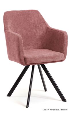 Armlehnstuhl (2er-Set) Debee 57x87x60 Schwarz/Rosewood