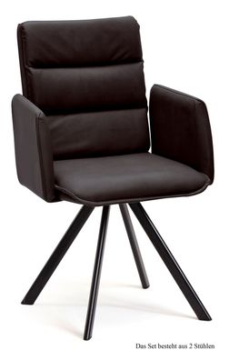 Armlehnstuhl (2er-Set) Debby 52x92x60 Schwarz/Espresso