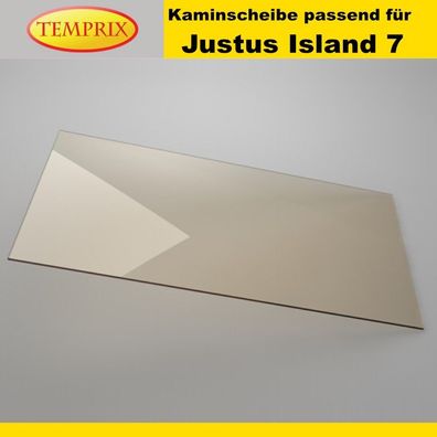 Kaminglas passend für Justus Island 7 ohne/mit Dichtungsset Ofenscheibe plan Ofen