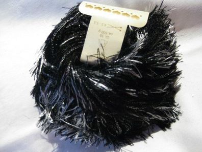 50g Hair Spot Franzengarn von Rellana Farbe Nr501 schwarz silbergrau