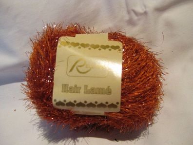 50g Hair Lamé Franzengarn mit Lurex von Rellana Farbe Nr407 rost