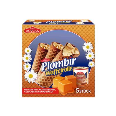 DOVGAN Plombir Waffelrolle Eiscreme mit karamellisierter, gezuckerter Kondensmilch,