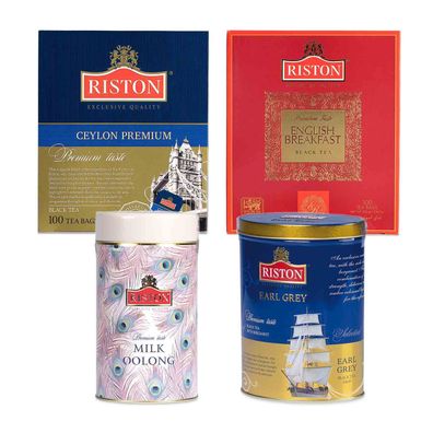 Riston Teegenuss Premium-Set: Ceylon, English Breakfast, Earl Grey & Milk Oolong