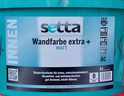 Setta Wandfarbe extra weiß matt 5l gut deckend leicht füllend lösemittelfrei