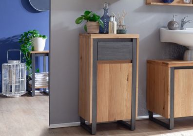 Badunterschrank 45x85cm 'Taipeh' Wildeiche & Metall gebürstet