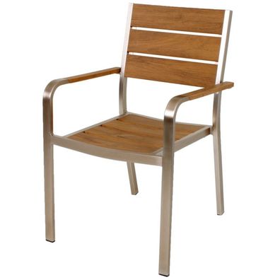 Stapelstuhl Florence, champagner, Teak-Optik, Alu