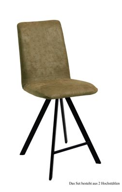 Thekenstuhl (2er-Set) Deedee 47x109x60 Schwarz/Olivgrün