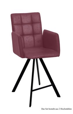 Thekenstuhl drehbar (2er-Set) Devalyn 52x108x60 Schwarz/Marsala