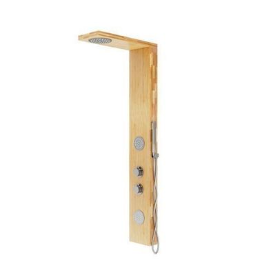Duschpaneel Edelstahl BALTI Massage Wasserfall Thermostatisch in Bambus, Chrom