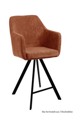 Thekenstuhl drehbar (2er-Set) Diamond 57x104x60 Schwarz/Cognac