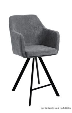 Thekenstuhl (2er-Set) Delilah 57x104x60 Schwarz/Grau