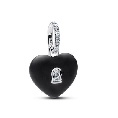 Bead - Silber - Mattschwarzes Keramik-Herz