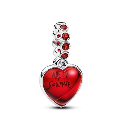 Bead - Silber - Rotes Murano-Glas Herz Doppel