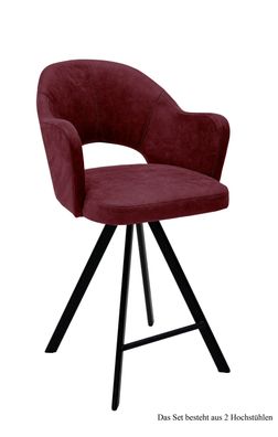 Thekenstuhl drehbar (2er-Set) Diandra 59x104x61 Schwarz/Marsala