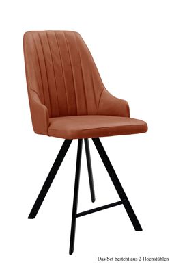 Thekenstuhl drehbar (2er-Set) Diannah 52x108x60 Schwarz/Cognac