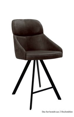Thekenstuhl drehbar (2er-Set) Diljana 52x99x63 Schwarz/Espresso