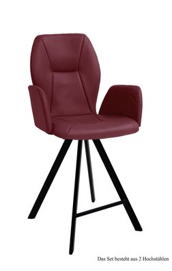 Thekenstuhl drehbar (2er-Set) Diarria 58x109x60 Schwarz/Marsala