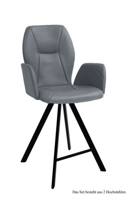 Thekenstuhl (2er-Set) Deretka 58x109x60 Schwarz/Grau