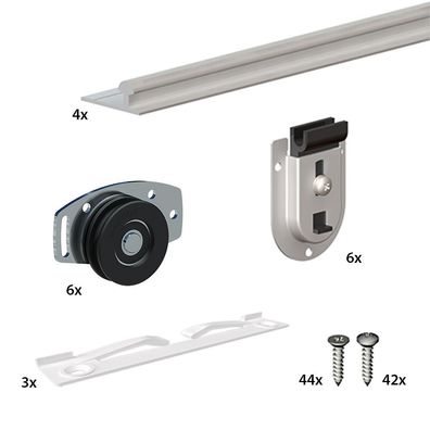 Schiebetürbeschlag SLID'UP 130, Laufschiene 300 cm, 3 Türen bis je 70 kg, für Schränk