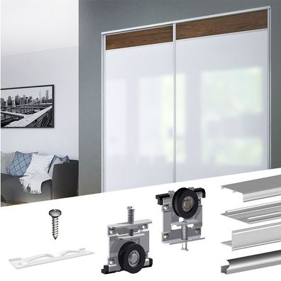 Schiebetürbeschlag SLID'UP 230, 180 cm, 19 mm, 2 Türen bis 70 kg, silber, für Schränk