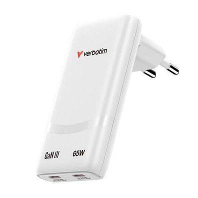 Ladegerät Verbatim Fold 'n' Go GaN 65W Weiß