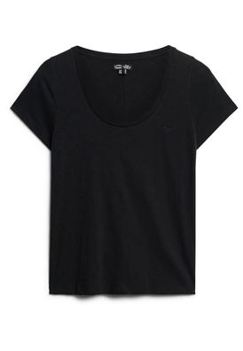 T-Shirt Superdry Scoop Neck Schwarzes Damen T-Shirt