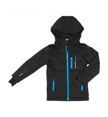 Softshelljacke Peak Mountain Ecanne Winddicht Schwarz Blau Kinder