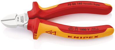 KNIPEX 70 06 140 Seitenschneider 140 mm VDE isoliert verchromt mit Mehrkomponenten