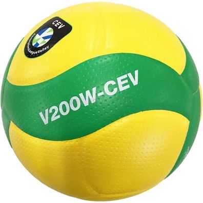 Volleyball Mikasa V200W-CEV Grén und Gelb