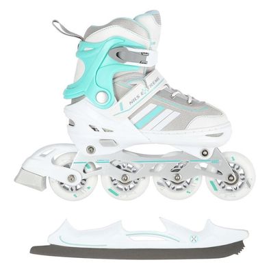 Rollschuhe Nils Extreme NH18191 Weiß und Blau 2-in-1