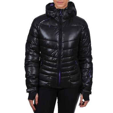 Damen Skijacke Peak-Mountain ALPINE mit Kapuze, schwarz