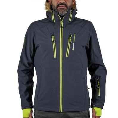 Softshelljacke Peak-Mountain Casada mit Kapuze, winddicht, schwarz
