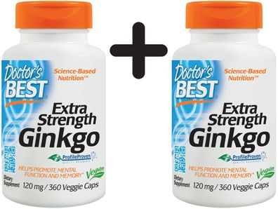 2 x Doctors Best Extra Strength Ginkgo, 120mg - 360 vcaps