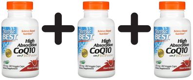 3 x Doctors Best High Absorption CoQ10 with BioPerine, 200mg - 180 vcaps