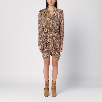 Kleid Isabel Marant Cleora Schlangenprint Seide Beige