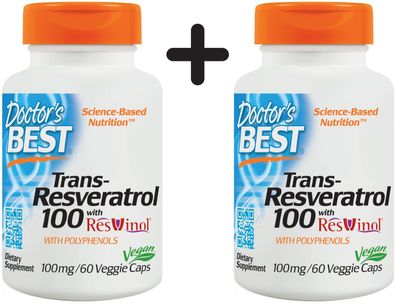 2 x Doctors Best Trans-Resveratrol 100 - 60 vcaps