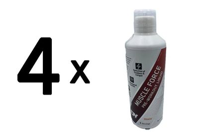 4 x Dorian Yates Muscle Force Liquid Pre-Workout, Peach - 500 ml