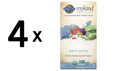 4 x Garden of Life Mykind Organics Men's Multi - 60 tabs
